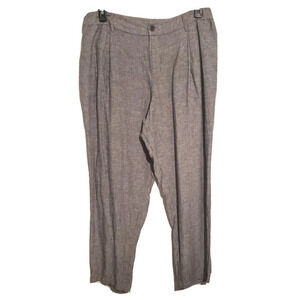 A New Day Pants Linen Blend Plus Size 16 Gray Pleated‎ Front Straight Leg New